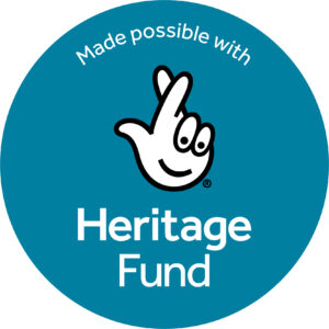 Logo saying: Made possible with Heritage Fund and the National Lottery symbol.